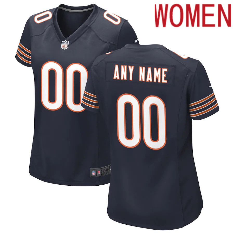 Women Chicago Bears Nike Navy Custom Game NFL Jersey->women nfl jersey->Women Jersey